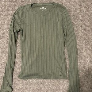 Hollister Ribbed Green Long Sleeve Top
